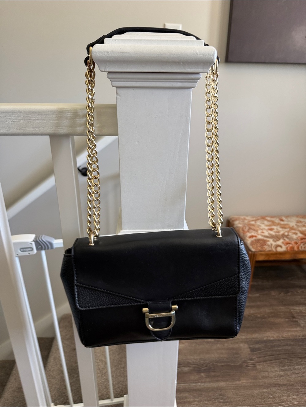 Nine West Black Shoulder Bag with Gold Chain Hardware